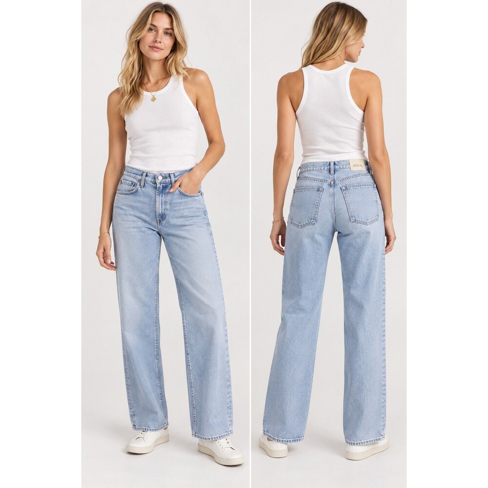 Light Wash High-Rise Wide Leg Jeans - Women